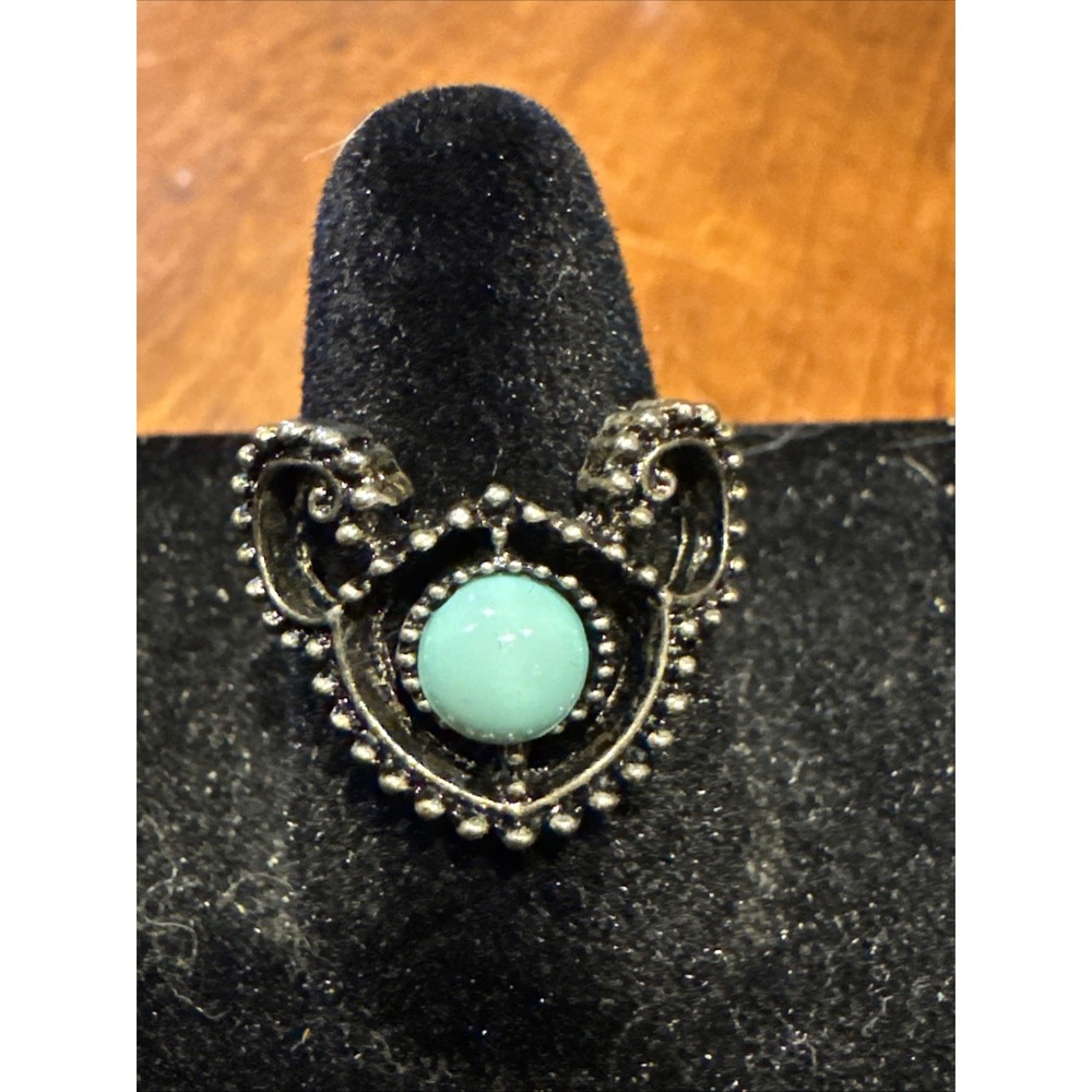 Vintage Antique Silver Tone Southwestern Aztec Style Ring - Size 6